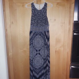 Blue pattered MAXI DRESS